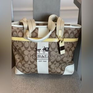 Coach Brown and Cream Tote Bag